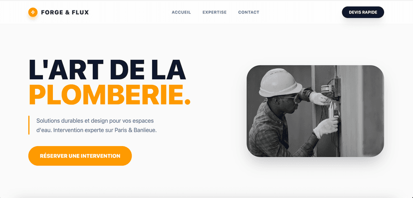 Site fiction d'un plombier