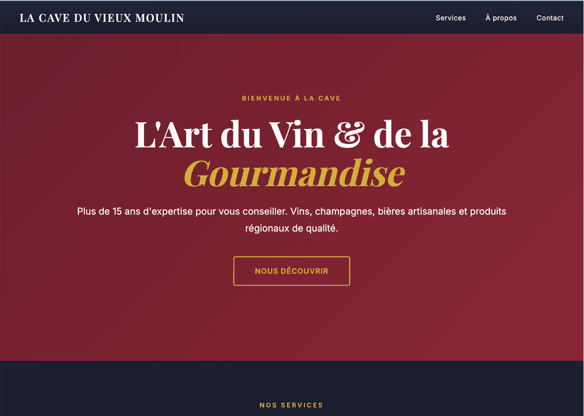 Site fiction d'un caviste