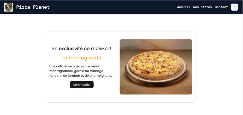 Site fiction d'une pizzeria